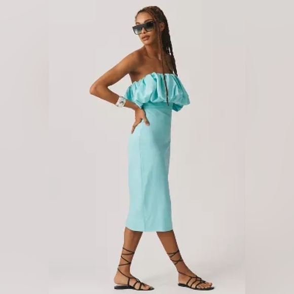 NWT Anthropologie Let Me Be Slim Bubble Dress in Aqua - Picture 3 of 9